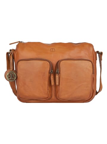 Bellicci Leder-Umhängetasche "Crisanta" in Cognac - (B)30 x (H)22 x (T)10 cm