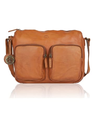 Bellicci Leder-Umhängetasche "Crisanta" in Cognac - (B)30 x (H)22 x (T)10 cm