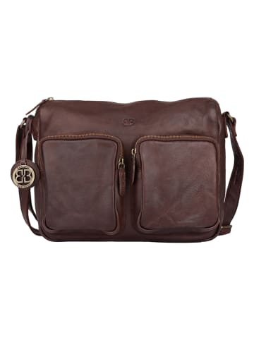 Bellicci Leder-Umhängetasche "Crisanta" in Dunkelbraun - (B)30 x (H)22 x (T)10 cm