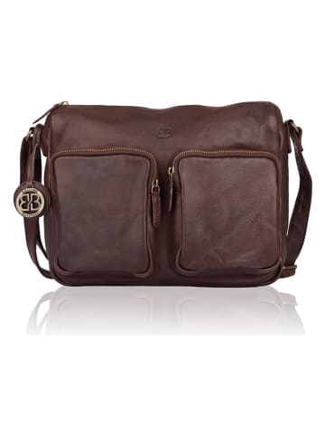 Bellicci Leder-Umhängetasche "Crisanta" in Dunkelbraun - (B)30 x (H)22 x (T)10 cm