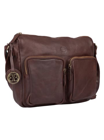 Bellicci Leder-Umhängetasche "Crisanta" in Dunkelbraun - (B)30 x (H)22 x (T)10 cm