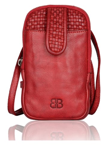 Bellicci Skórzana torebka "Emberly" w kolorze czerwonym na telefon - 11 x 18,5 x 2,5 cm