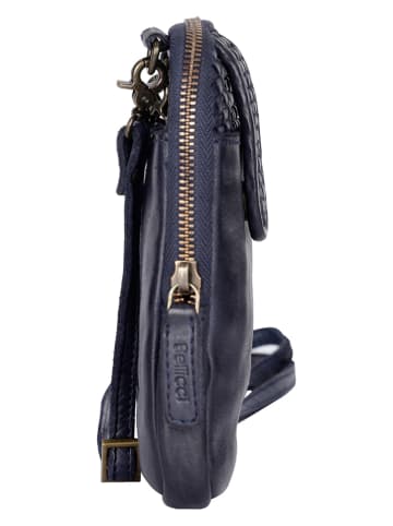 Bellicci Skórzana torebka "Emberly" w kolorze granatowym na telefon - 11 x 18,5 x 2,5 cm