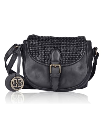 Bellicci Leder-Umhängetasche "Esme" in Schwarz - (B)18 x (H)16 x (T)6 cm