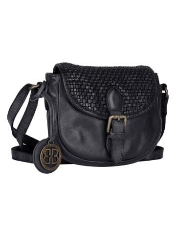 Bellicci Leren schoudertas "Esme" zwart - (B)18 x (H)16 x (D)6 cm