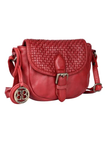 Bellicci Leder-Umhängetasche "Esme" in Rot - (B)18 x (H)16 x (T)6 cm