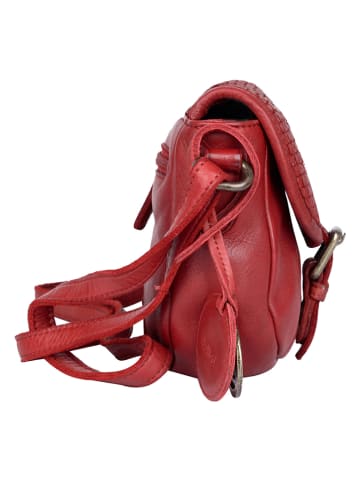 Bellicci Leder-Umhängetasche "Esme" in Rot - (B)18 x (H)16 x (T)6 cm