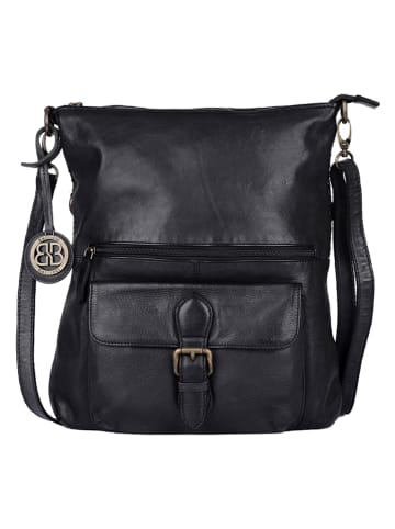 Bellicci Leren schoudertas "Eva" zwart - (B)34 x (H)29 x (D)4,5 cm