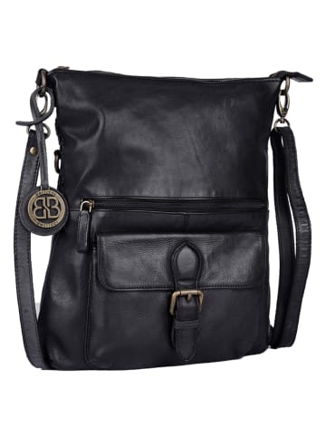 Bellicci Leren schoudertas "Eva" zwart - (B)34 x (H)29 x (D)4,5 cm