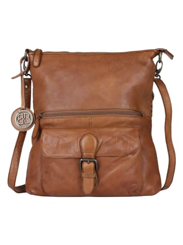 Bellicci Leder-Umhängetasche "Eva" in Cognac - (B)34 x (H)29 x (T)4,5 cm
