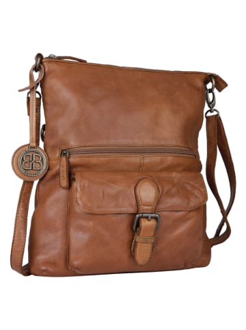 Bellicci Leder-Umhängetasche "Eva" in Cognac - (B)34 x (H)29 x (T)4,5 cm
