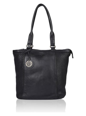 Bellicci Leder-Shopper in Schwarz - (B)39 x (H)34,5 x (T)12 cm