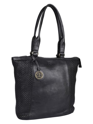 Bellicci Leder-Shopper in Schwarz - (B)39 x (H)34,5 x (T)12 cm