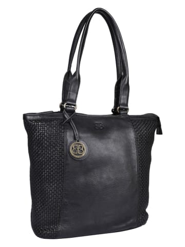 Bellicci Skórzany shopper bag w kolorze czarnym - 39 x 34,5 x 12 cm