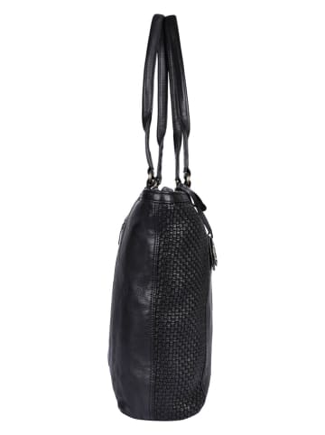 Bellicci Leder-Shopper in Schwarz - (B)39 x (H)34,5 x (T)12 cm