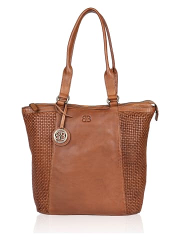Bellicci Skórzany shopper bag w kolorze jasnobrązowym - 39 x 34,5 x 12 cm