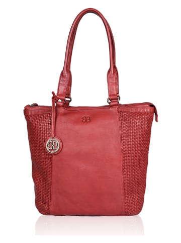 Bellicci Leder-Shopper in Rot - (B)39 x (H)34,5 x (T)12 cm