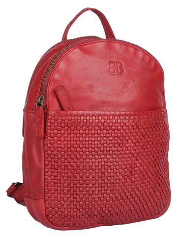 Bellicci Leren rugzak "Eve" rood - (B)22 x (H)29 x (D)9 cm