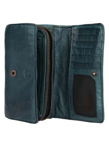Bellicci Skórzany portfel "Eliza" w kolorze morskim - 18 x 9 x 4,5 cm