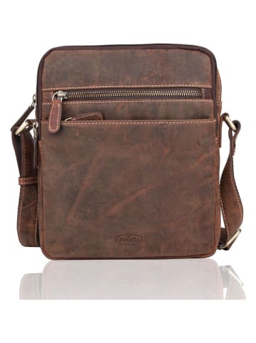 SPARWELL Leren schoudertas "Brody" bruin - (B)20,5 x (H)24 x (D)6,5 cm