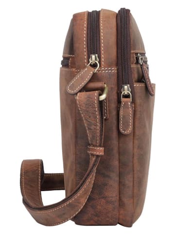 SPARWELL Leren schoudertas "Brody" bruin - (B)20,5 x (H)24 x (D)6,5 cm
