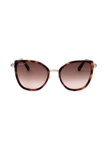 Ferragamo Damen-Sonnenbrille in Braun/ Gold