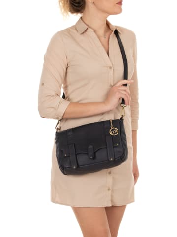 Mia Tomazzi Leder-Umhängetasche "Cinisello" in Dunkelblau - (B)24 x (H)22 x (T)11 cm