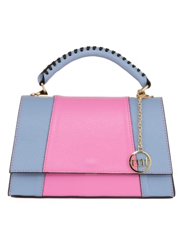 Mia Tomazzi Skórzana torebka "Livenza" w kolorze błękitno-różowym - 26 x 16 x 9 cm