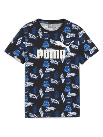 Puma Koszulka "ESS+ MID 90s" w kolorze czarno-niebiesko-białym