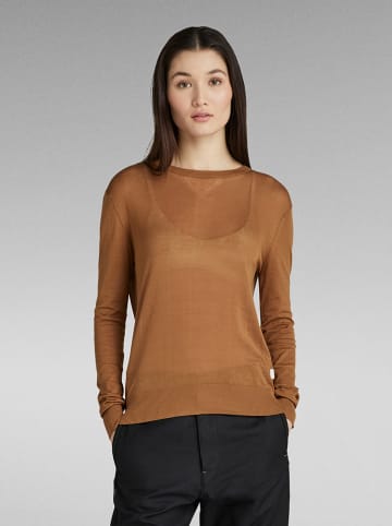 G-Star Sweter w kolorze jasnobrązowym