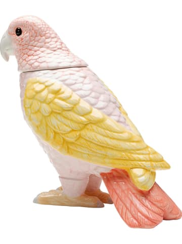 Kare Decoratieve opbergpot "Exotic Bird" lichtroze/geel - (H)23 cm