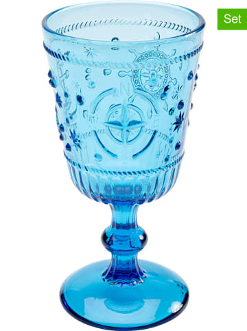 Kare 6er-Set: Weingläser "Greece" in Blau - (H)16,5 x Ø 8,6 cm