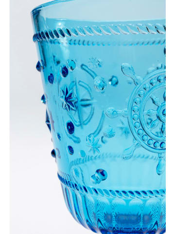 Kare 6-delige set: wijnglazen "Greece" blauw - (H)16,5 x Ø 8,6 cm