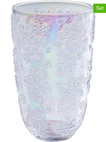Kare 6-delige set: waterglazen "Ice Flowers" meerkleurig - (H)14 x Ø 8 cm