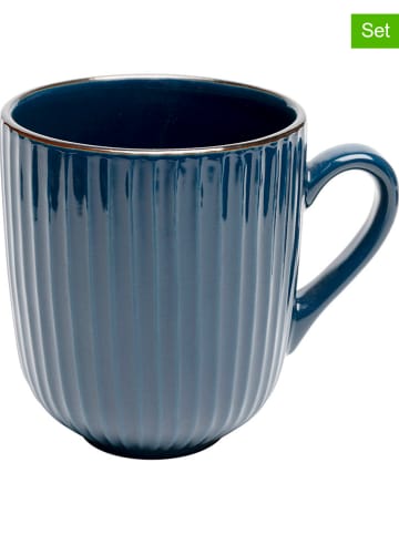 Kare 4er-Set: Kaffeetassen "Muse" in Blau - (H)12,2 x Ø 10,5 cm