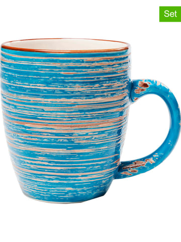 Kare 6-delige set: koffiekoppen "Swirl" lichtblauw - (H)12 x Ø 10,4 cm