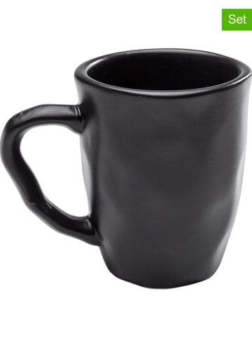 Kare 4-delige set: koffiekoppen "Organic" zwart - (H)13 x Ø 10,5 cm