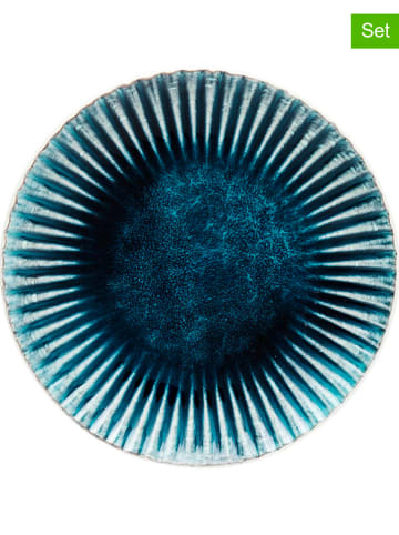 Kare Talerze śniadaniowe (6 szt.) "Mustique Rim" w kolorze niebieskim - Ø 20 cm