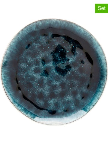 Kare 4-delige set: ontbijtborden "Mustique" donkerblauw - Ø 21 cm