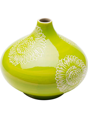 Kare Vase "Big Bloom" in Grün - (H)21 x Ø 25 cm