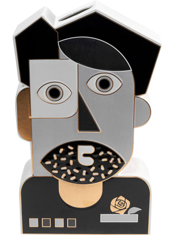 Kare Vase "Abstract Gentleman" in Schwarz/ Grau - (B)25 x (H)42,5 x (T)9 cm
