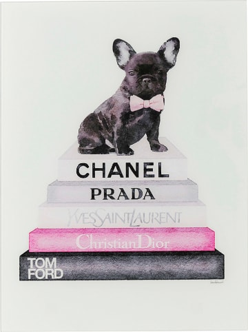 Kare Afbeelding "Fashion Dog" zwart/lichtroze - (B)60 x (H)80 cm