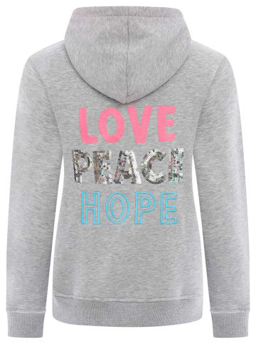 Zwillingsherz Hoodie "Love Peace Hope" grijs