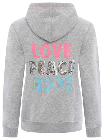 Zwillingsherz Hoodie "Love Peace Hope" in Grau
