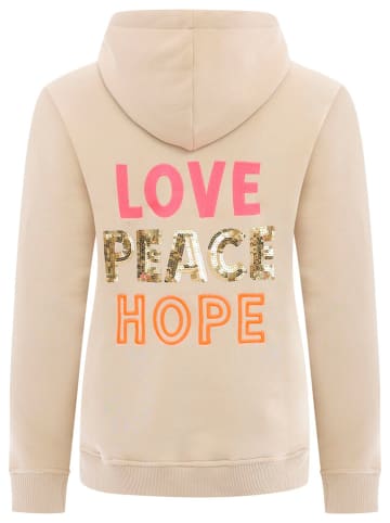 Zwillingsherz Bluza "Love Peace Hope" w kolorze beżowym