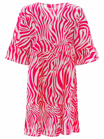 Zwillingsherz Sukienka "Zebra Dreams" w kolorze różowo-białym