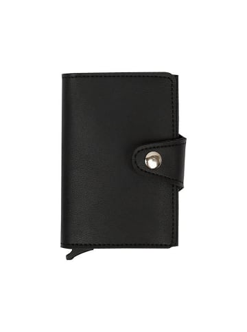 BAGmori Leder-Geldbörse in Schwarz - (B)6 x (H)9 x (T)2 cm
