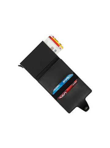 BAGmori Leder-Geldbörse in Schwarz - (B)6 x (H)9 x (T)2 cm