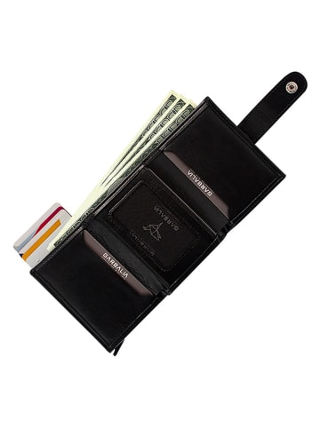 MORI Leder-Geldbörse in Schwarz - (B)10 x (H)7 x (T)2 cm