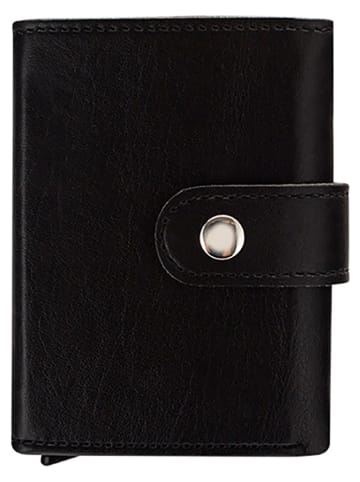 MORI Leder-Geldbörse in Schwarz - (B)10 x (H)7 x (T)2 cm